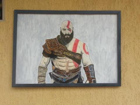 Quadro Kratos pintado a mão