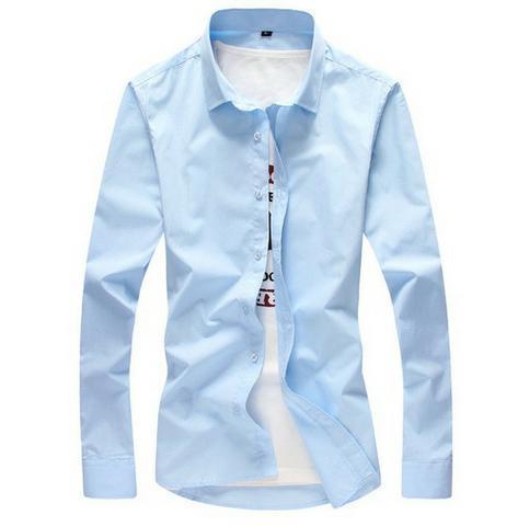 Camisa Social Masculina Lisa Azul / Rosa