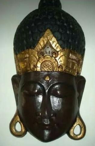 Máscara Escultura de Buda em madeira indiano