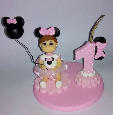 Topo de bolo de biscuit personalizado Minnie rosa