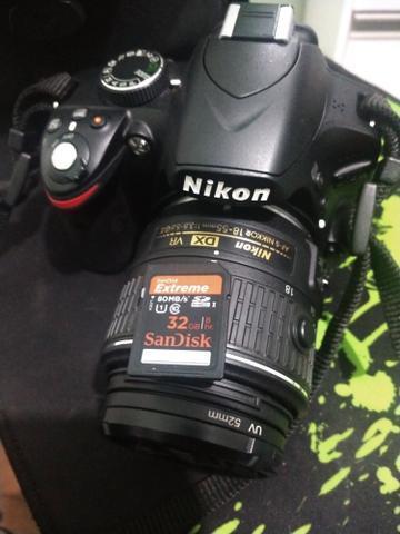 Câmera Nikon D3200 + Lente Nikon 18-55 + SanDisk 32GB + Bolsa Ikon