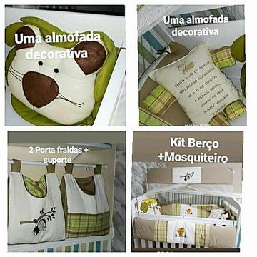 Lindo Kit Berço + Porta fraldas +Almofadas decorativas