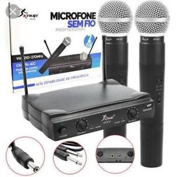 Microfone sem fio uhf com 2