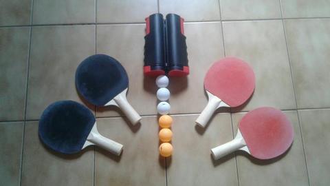 Kit tênis de mesa raquetes + rede + bolinhas