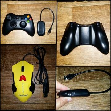 Mouse gamer e controle para PC e PS3 sem fio com receptor com chave seletora