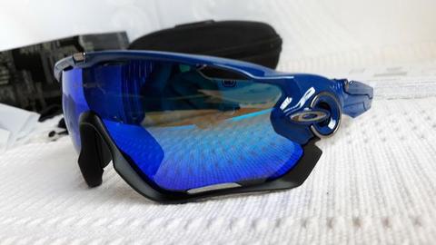 Óculos Oakley Jawbreaker Armação Preta/Azul Prizm Com 4 Lentes Reserva - Ciclismo