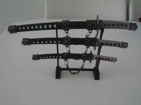 Espada Samurai Sabre Japones 3 Peças Decoração Enfeite