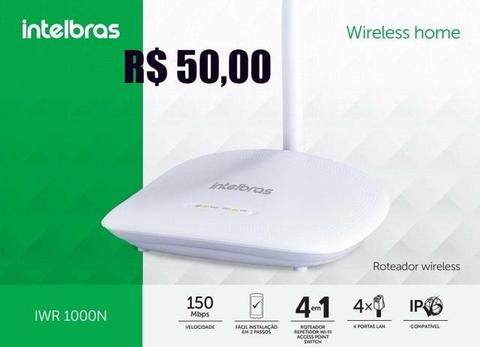 50,00 Roteador wireless 150 mbps intelbras (usado)