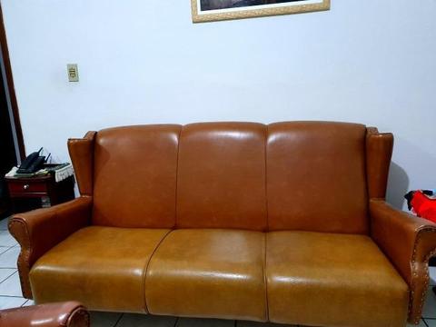 Conjunto de sofá colonial de madeira maciça estilo anos 80