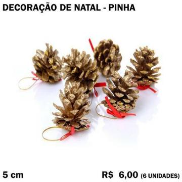 Decoração de Árvore de Natal: Pinha (6 Unidades)