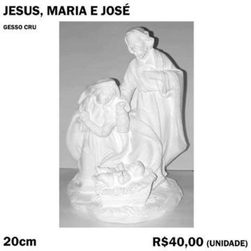 Jesus, Maria e José Gesso Cru 20cm