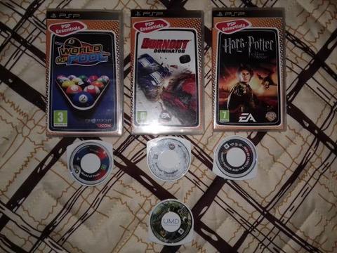 Lote 4 jogos PSP Harry Potter Burnout World of Pool Socom