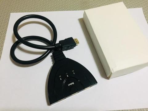 Multiplicador de entradas HDMI, de 1 para 3 saídas, Adaptador na embalagem