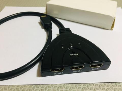 Multiplicador de entradas HDMI, de 1 para 3 saídas, Adaptador na embalagem