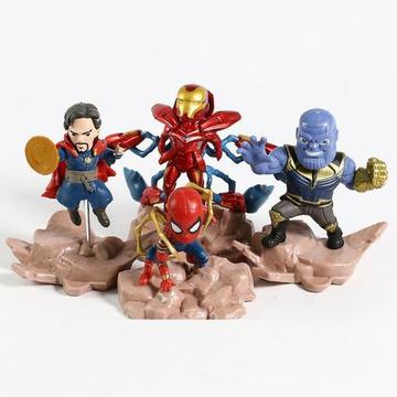 Kit Com 4 Peças Marvel Avengers Lindos Homem de Ferro e Aranha Thanos e Dr Estranho