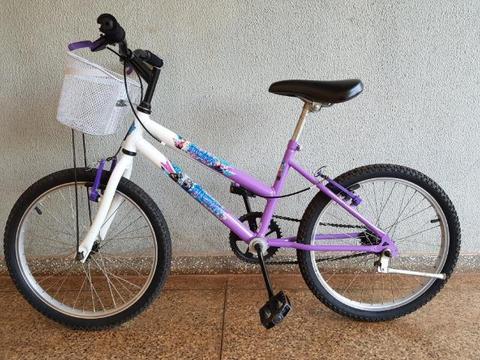 Bicicleta feminina aro 20, Branco com Lilás