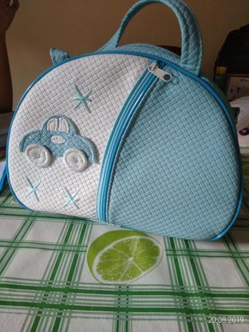 Bolsa para bebês azul e branco