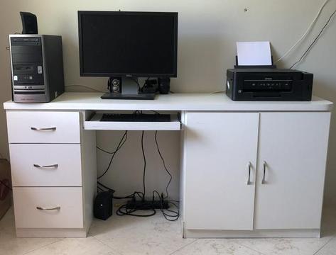 MESA PARA COMPUTADOR edição escritório branca grande com 3 gavetas