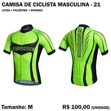 Camisa de Ciclista Masculina 021 Verde com Preto