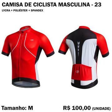 Camisa de Ciclista Masculina 023 Vermelha com Branco