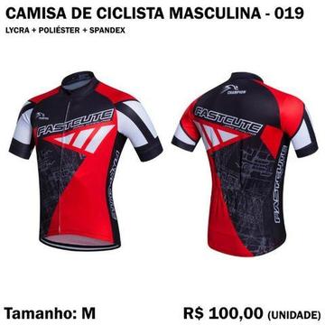 Camisa de Ciclista Masculina 019 Vermelho com Preto