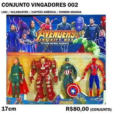 Conjunto Vingadores: Loki / Hulkbuster / Capitão América / Homem Aranha